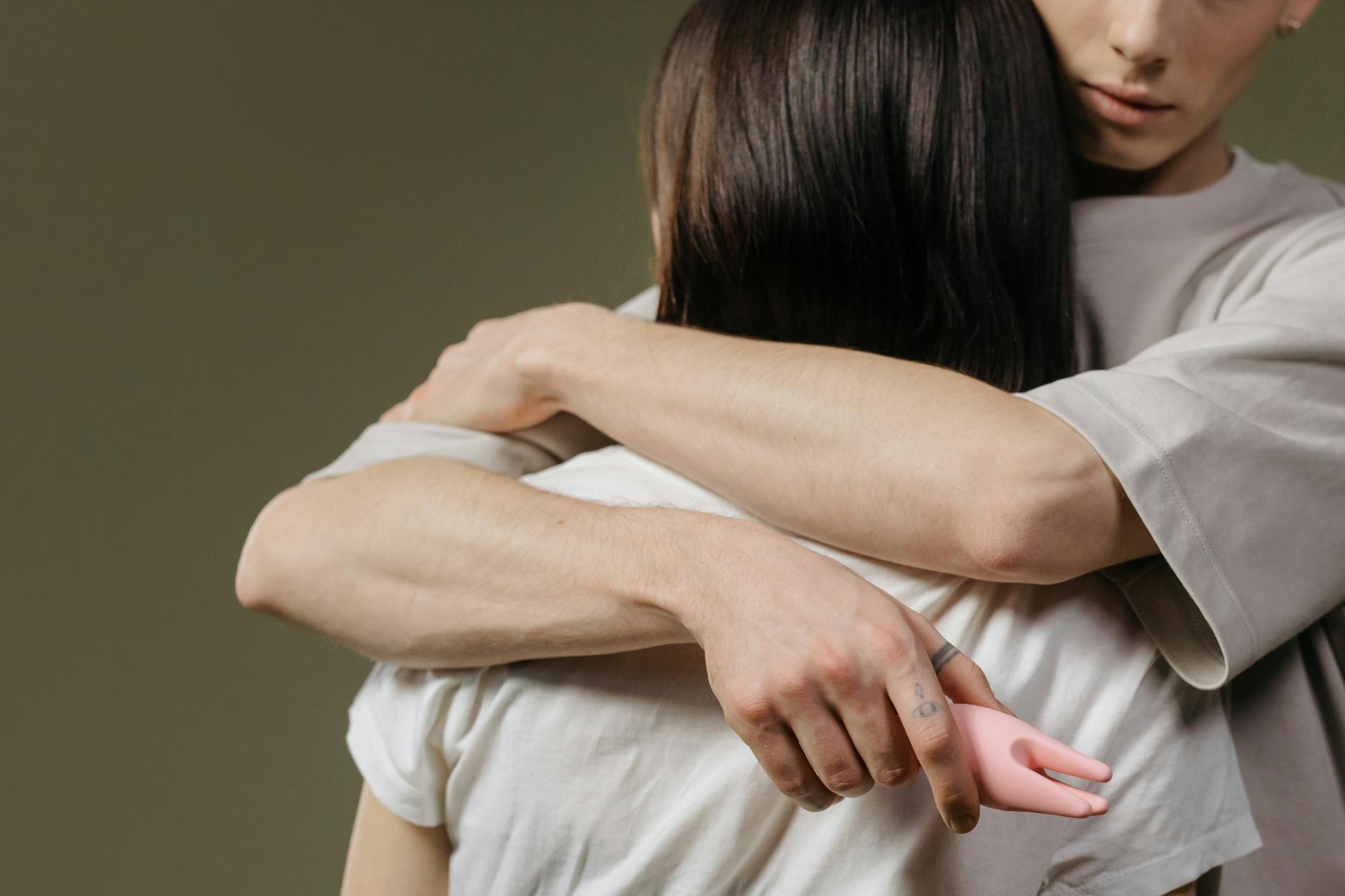 Close-up of a couple embracing, highlighting intimacy and connection